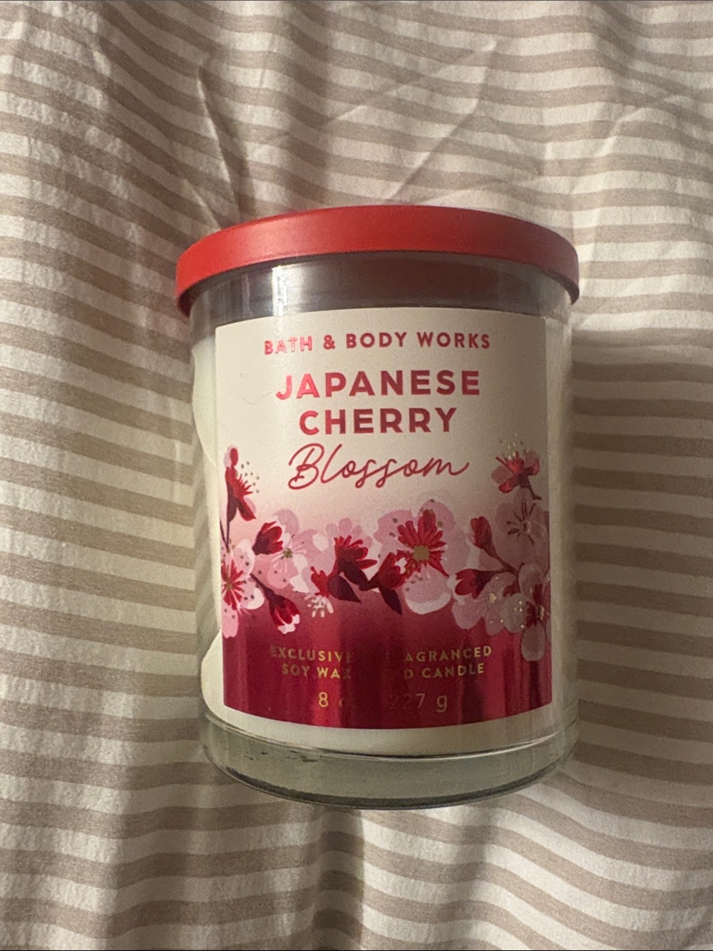 Bath & Body Works Japanese Cherry Blossom Candle - Coral Red & Pink